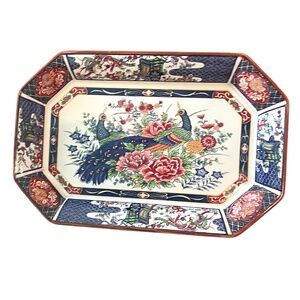 Vintage‎ Oriental Trading CO. Rectangular Octagon Porcelain Platter Serving Tray